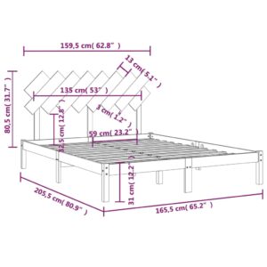 Πλαίσιο Κρεβατιού Καφέ Μελί 160 x 200 εκ. από Μασίφ Ξύλο