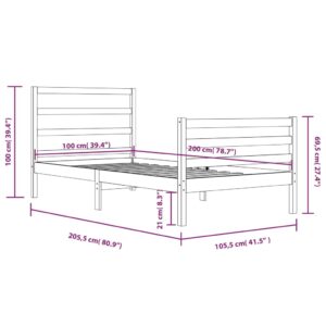 Πλαίσιο Κρεβατιού Λευκό 100 x 200 εκ. από Μασίφ Ξύλο Πεύκου