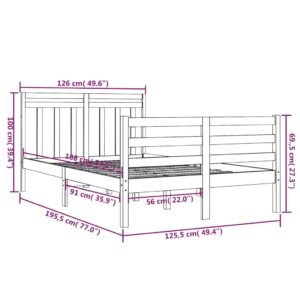 Πλαίσιο Κρεβατιού Λευκό 120x190 εκ. Μασίφ Ξύλο 4FT Small Double