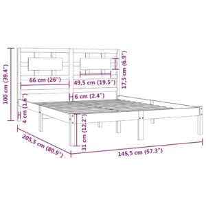 Πλαίσιο Κρεβατιού Γκρι 140x200 εκ. από Μασίφ Ξύλο Πεύκου