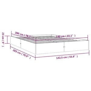 Πλαίσιο Κρεβατιού Γκρι 140 x 200 εκ. από Μασίφ Ξύλο