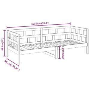 Καναπές Κρεβάτι Καφέ Μελί 90 x 190 εκ. από Μασίφ Ξύλο Πεύκου