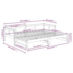 Καναπές Κρεβάτι Συρόμενος Μελί 2x(80x200) εκ. από Μασίφ Πεύκο