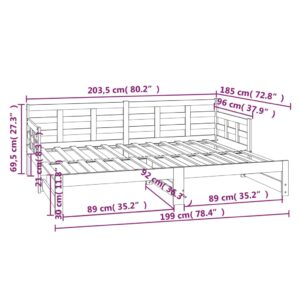 Καναπές Κρεβάτι Συρόμενος 2x(90x200) εκ. από Μασίφ Πεύκο