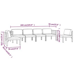 Σαλόνι Κήπου 6Τεμαχίων Ανθρακί Αλουμινίου με Μαξιλάρια