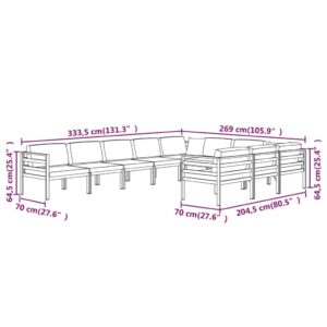 Σαλόνι Κήπου 10 Τεμαχίων Ανθρακί Αλουμινίου με Μαξιλάρια