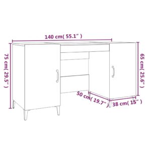 Γραφείο Γκρι Σκυροδέματος 140x50x75 εκ. Επεξεργασμένο Ξύλο