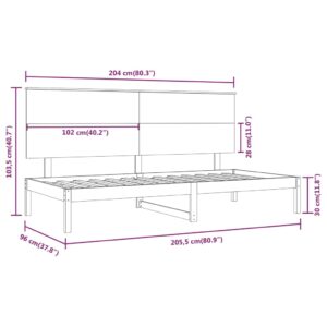 Καναπές Κρεβάτι Μαύρος 90 x 200 εκ. από Μασίφ Ξύλο Πεύκου