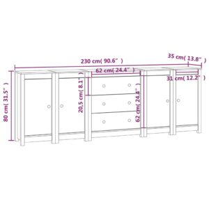 Ντουλάπι Καφέ Μελί 230 x 35 x 80 εκ. από Μασίφ Ξύλο Πεύκου