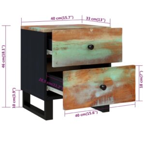 Κομοδίνα 2 τεμ. 40 x 33 x 46 εκ. από Μασίφ Ανακυκλωμένο Ξύλο