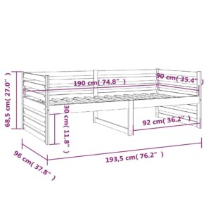 Καναπές Κρεβάτι Καφέ Μελί 90 x 190 εκ. από Μασίφ Ξύλο Πεύκου