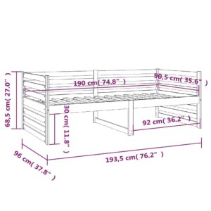 Καναπές Κρεβάτι Μαύρος 90 x 190 εκ. από Μασίφ Ξύλο Πεύκου