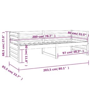 Καναπές Κρεβάτι 80 x 200 εκ. από Μασίφ Ξύλο Πεύκου