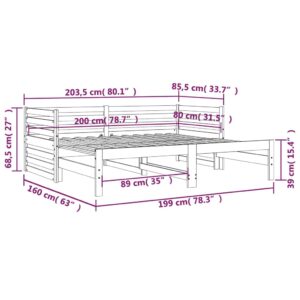 Καναπές Κρεβάτι Συρόμενος Γκρι 2x(80x200) εκ. Μασίφ Ξύλο Πεύκου