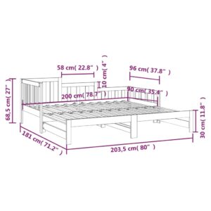 Καναπές Κρεβάτι Συρόμενος Λευκός 2x(90x200) εκ. Μασίφ Πεύκο