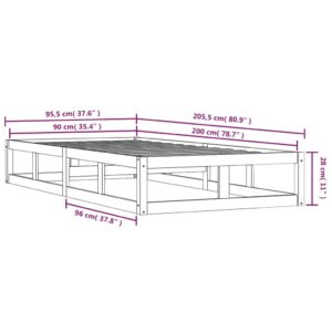 Πλαίσιο Κρεβατιού Καφέ Μελί 90 x 200 εκ. από Μασίφ Ξύλο