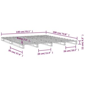 Πλαίσιο Κρεβατιού άσπρο 140 x 190 εκ. από Μασίφ Ξύλο Πεύκου