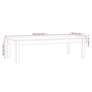 Τραπεζάκι Σαλονιού Λευκό 110x50x30 εκ. από Μασίφ Ξύλο Πεύκου