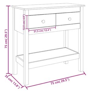 Τραπέζι Κονσόλα Γκρί 75x35x75 εκ. από Μασίφ Ξύλο Πεύκου