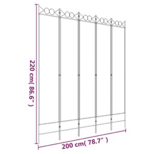 Διαχωριστικό Δωματίου με 5 Πάνελ Ανθρακί 200x220 εκ. από Ύφασμα