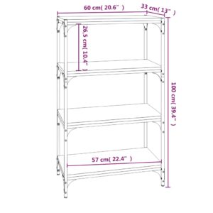 Βιβλιοθήκη Καφέ Δρυς 60x33x100 εκ. Επεξεργασμένο Ξύλο & Ατσάλι