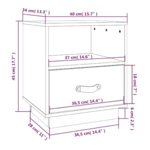 Κομοδίνο Γκρι 40 x 34 x 45 εκ. από Μασίφ Ξύλο Πεύκου