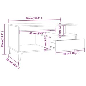 Τραπεζάκι Σαλονιού Γυαλ. Λευκό 90x49x45 εκ. Επεξεργ. Ξύλο