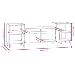 Έπιπλο Τηλεόρασης Μαύρο 160x35x55 εκ. από Επεξεργασμένο Ξύλο