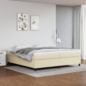 Πλαίσιο Κρεβατιού Boxspring Κρεμ 200x200 εκ. Συνθετικό Δέρμα