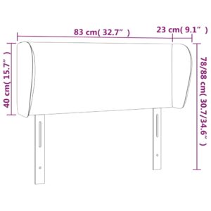 Κεφαλάρι με Πτερύγια Ανοιχτό Γκρι 83x23x78/88 εκ. Βελούδινο