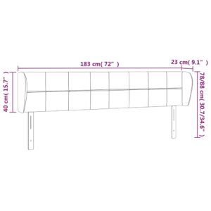 Κεφαλάρι με Πτερύγια Ανοιχτό Γκρι 183x23x78/88 εκ. Βελούδινο