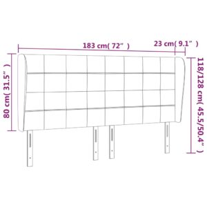 Κεφαλάρι με Πτερύγια Ανοιχτό Γκρι 183x23x118/128 εκ. Βελούδινο