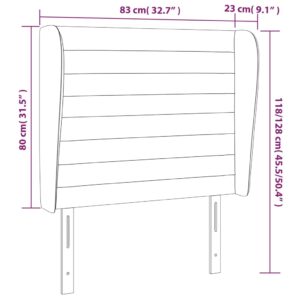 Κεφαλάρι με Πτερύγια Ανοιχτό Γκρι 83x23x118/128 εκ. Βελούδινο