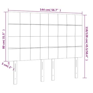 Κεφαλάρι Κρεβατιού LED Σκούρο Γκρι 144x5x118/128εκ. Υφασμάτινο