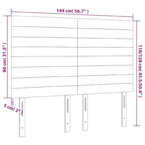 Κεφαλάρι Κρεβατιού LED Σκούρο Καφέ 144x5x118/128εκ. Υφασμάτινο