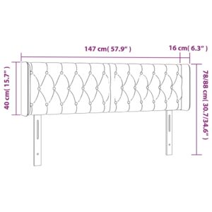 Κεφαλάρι Κρεβατιού LED Μαύρο 147x16x78/88 εκ. Υφασμάτινο