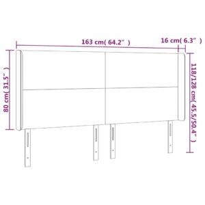 Κεφαλάρι Κρεβατιού LED Κρεμ 163x16x118/128 εκ. Υφασμάτινο