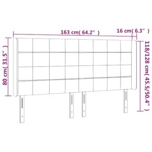 Κεφαλάρι Κρεβατιού LED Μπλε 163x16x118/128 εκ. Υφασμάτινο