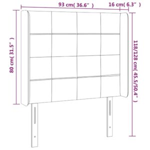 Κεφαλάρι Κρεβατιού LED Ανοιχτό Γκρι 93x16x118/128εκ. Βελούδινο