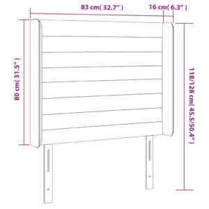 Κεφαλάρι Κρεβατιού LED Ανοιχτό Γκρι 83x16x118/128εκ. Βελούδινο