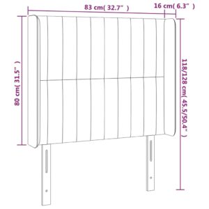 Κεφαλάρι Κρεβατιού LED Σκούρο Γκρι 83x16x118/128εκ. Υφασμάτινο