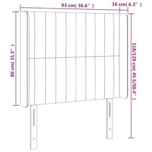 Κεφαλάρι Κρεβατιού LED Ανοιχτό Γκρι 93x16x118/128εκ. Βελούδινο