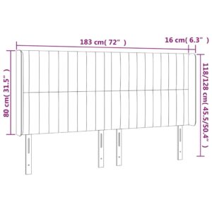 Κεφαλάρι Κρεβατιού LED Ανοιχτό Γκρι 183x16x118/128εκ. Βελούδινο