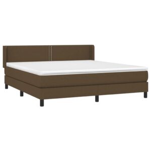 Κρεβάτι Boxspring με Στρώμα Σκούρο Καφέ 160x200 εκ Υφασμάτινο