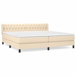 Κρεβάτι Boxspring με Στρώμα Κρεμ 200x200 εκ. Υφασμάτινο