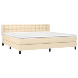 Κρεβάτι Boxspring με Στρώμα Κρεμ 200x200 εκ. Υφασμάτινο