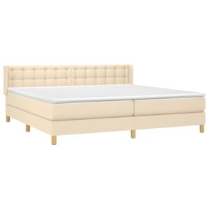 Κρεβάτι Boxspring με Στρώμα Κρεμ 200x200 εκ. Υφασμάτινο