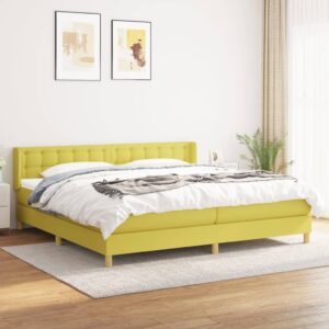 Κρεβάτι Boxspring με Στρώμα Πράσινο 200x200 εκ. Υφασμάτινο