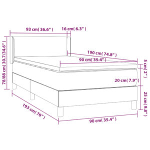 Κρεβάτι Boxspring με Στρώμα Κρεμ 90x190 εκ. από Συνθετικό Δέρμα