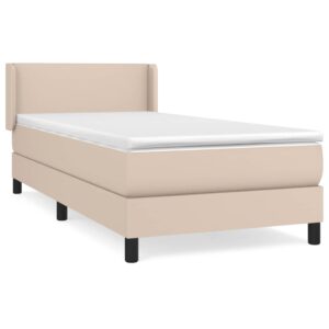 Κρεβάτι Boxspring με Στρώμα Καπουτσίνο 90x200εκ.από Συνθ. Δέρμα